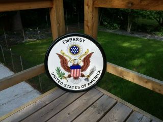 Rare United States Embassy Porcelain Sign Very.
