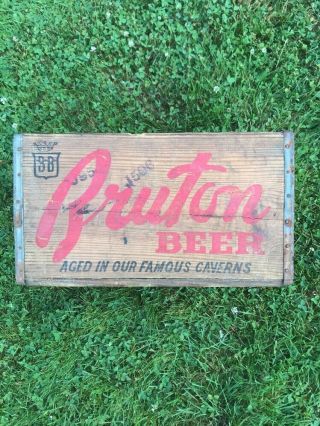 Vintage Wood Box Crate 1930s Bruton Brewery Beer Can Bottle Case Baltimore Md
