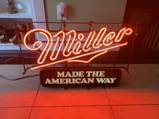 (vtg) Miller High Life Made The American Way Beer Neon Light Up Sign Rare Style