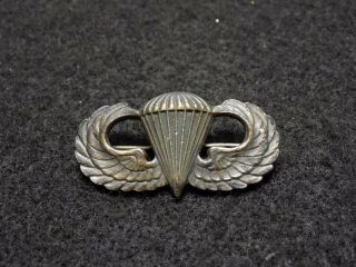 Wwii Us Army Sterling Silver Paratrooper Jump Wings - Pin - Back