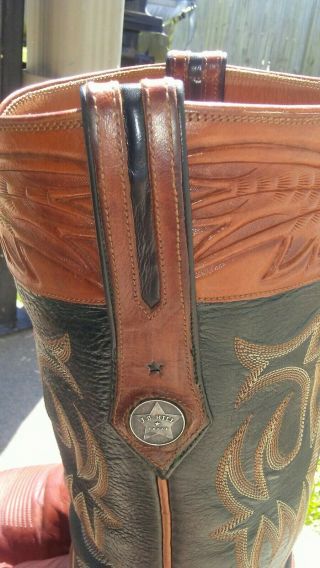 Vtg J.  B.  Hill Tooled Kangaroo Tan Brown Cowboy Boots Sz -.  8.  5 D Awesome