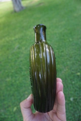 Old & Stunning Rare Yellow Olive Green Gen Taylor With Canon Capt Bragg Flask 5
