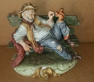 Vintage Kings Porcelain Figurine Man On Park Bench By B.  Merli