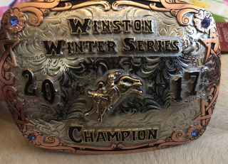 NATIVE AMERICAN HANDMADE Champion RODEO Bull Rider Riding Trophy Buckle PBR PRCA 2