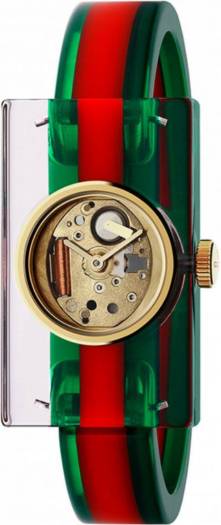 Gucci Fashion Show Skeleton Dial Ladies Bangle Watch Ya143501