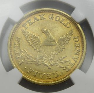 RARE 1860 $5 CLARK,  GRUBER & CO.  GOLD COIN NGC GRADED AU DETAILS CLEANED 5406 7