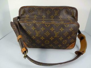 Vntg Auth Louis Vuitton Nil Nile Brown Monogram Shoulder Crossbody Bag Handbag