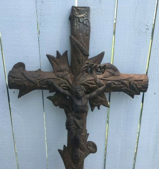 Antique Cast Iron Cross Crucifix Cemetery Grave Marker Very Ornate 2