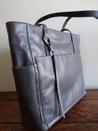 Hobo The Hero Graphite Gray Vintage Hide Smooth Leather Tote