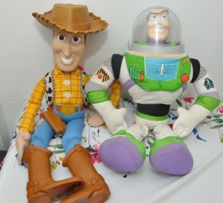 Vintage Disney Toy Story Large Woody Doll 32 " & Large Buzz Lightyear 26 "