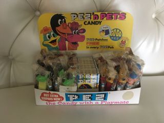 Vintage Pez Counter Display Asst Disney Circus And Pets 24ct And 12 Pkg Of Candy