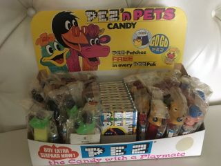 VINTAGE PEZ COUNTER DISPLAY ASST DISNEY CIRCUS AND PETS 24CT AND 12 PKG OF CANDY 2