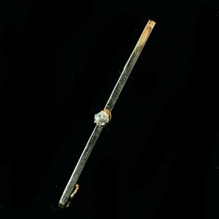 Edwardian 15ct,  15k,  625 Gold Solitaire 3mm Diamond Brooch,  tie Pin,  Circa 1910 4