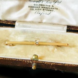Edwardian 15ct,  15k,  625 Gold Solitaire 3mm Diamond Brooch,  tie Pin,  Circa 1910 5