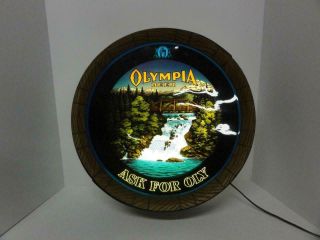 Vintage Olympia Beer Ask For Oly Lighted Spinner Motion Sign Hamms