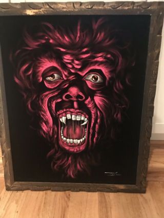 Vintage 60’s 70’s Monster Velvet Painting Werewolf Ghoul Pop Art Mod Kitsch