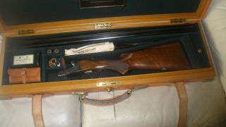 Very Rare Holland & Holland Leather and Oak Shotgun Case 12