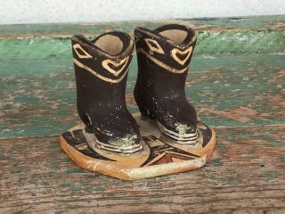 Fantastic Antique Hopi Pueblo Cowboy Boots Hearts Spades Clubs Diamonds Nr