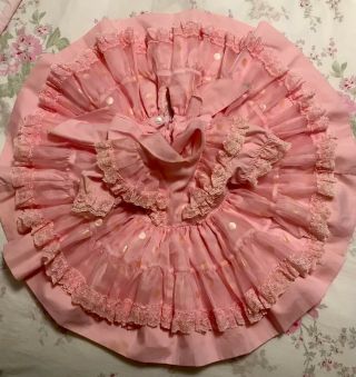 Vintage Pink Ruffled Lace Betty Oden Layered Twirl Party Pageant Dress Vguc Sz 1