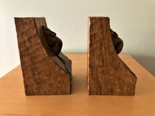 Collectable & Rare Robert Thompson Mouseman Wooden Bookends Mouse Figure 4
