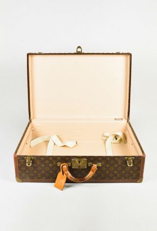 VINTAGE Louis Vuitton Brown Monogram Coated Canvas Top Handle Suitcase 10