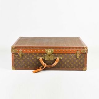 Vintage Louis Vuitton Brown Monogram Coated Canvas Top Handle Suitcase