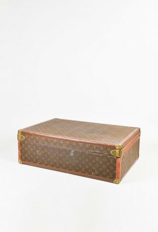 VINTAGE Louis Vuitton Brown Monogram Coated Canvas Top Handle Suitcase 2