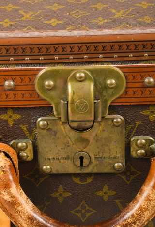 VINTAGE Louis Vuitton Brown Monogram Coated Canvas Top Handle Suitcase 8