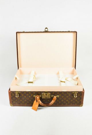 VINTAGE Louis Vuitton Brown Monogram Coated Canvas Top Handle Suitcase 9