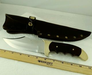 Rigid Usa Fixed Blade Knife Bowie Style,  Leather Sheath Vintage 1970 