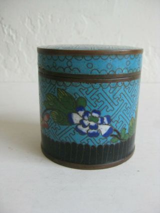 Fine Old Antique Chinese Cloisonne Enamel Copper Lidded Box Jar Late Qing w/Seal 2