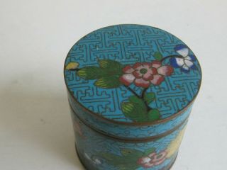Fine Old Antique Chinese Cloisonne Enamel Copper Lidded Box Jar Late Qing w/Seal 7