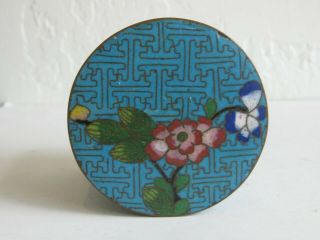 Fine Old Antique Chinese Cloisonne Enamel Copper Lidded Box Jar Late Qing w/Seal 8