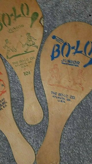 3 Vintage Paddle Ball Bo - LO Junior Atlanta,  GA & Fli - Back Highpoint NC Paddles 3