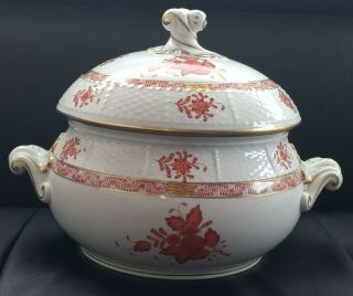 Vintage Herend Hungary Chinese Bouquet Soup Tureen Hand Painted Ussr Fleet