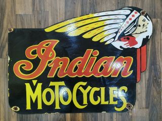 Indian Motocycles Vintage Porcelain Sign 24 X 18 Inches