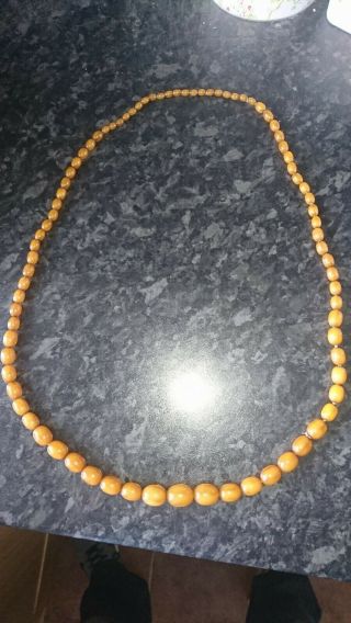 VINTAGE ART DECO BUTTERSCOTCH AMBER BAKELITE BEAD NECKLACE 1920 ' S 60g 92cm 7