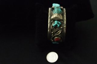 Vintage Coral Turquoise Petite Ladies Bracelet Native American