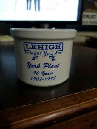 Rare Lehigh Cement York Plant Pfaltzgraff Employee Mini Crock