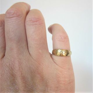 Vintage 14K Solid Gold Floral Etched Band Ring Pinkie Size 4.  75 2.  9g 4