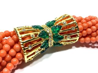 Stunning Vintage KENNETH JAY LANE Multi Strand Coral Beaded Statement Necklace 4