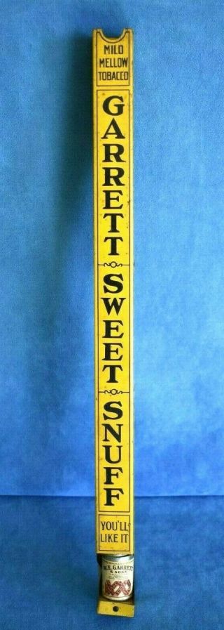 22 " Antique Garrett Sweet Snuff Advertising Tobacco Tin Sign Display Dispenser