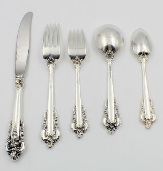 VINTAGE 5 PIECE PLACE SETTING WALLACE STERLING SILVER GRAND BAROQUE NR 5973 2