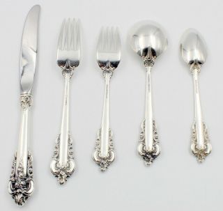 VINTAGE 5 PIECE PLACE SETTING WALLACE STERLING SILVER GRAND BAROQUE NR 5974 2