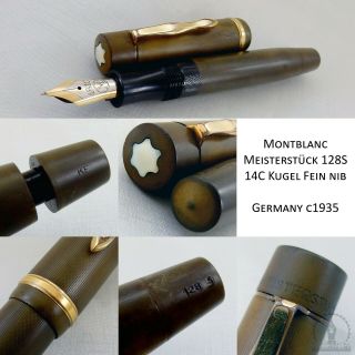 Vintage Montblanc Meisterstuck 128s Fountain Pen - 14c Kf Nib | Germany C1935