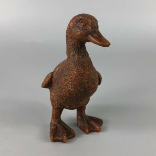 Old Chinese Boxwood Carved Duckling Collectible Solid Wood Art Ornament Statue 2