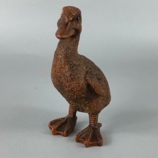 Old Chinese Boxwood Carved Duckling Collectible Solid Wood Art Ornament Statue 3