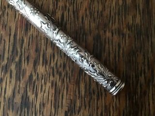 French Sterling Silver Holly Chatelaine Pendant Slide Pencil Victorian Christmas 4