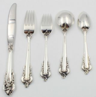 VINTAGE 5 PIECE PLACE SETTING WALLACE STERLING SILVER GRAND BAROQUE NR 5976 2