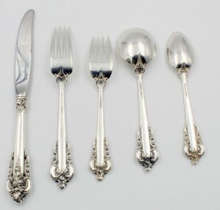 VINTAGE 5 PIECE PLACE SETTING WALLACE STERLING SILVER GRAND BAROQUE NR 5981 2